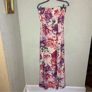 BB Dakota RSVP Strapless Floral Maxi Dress Size 2